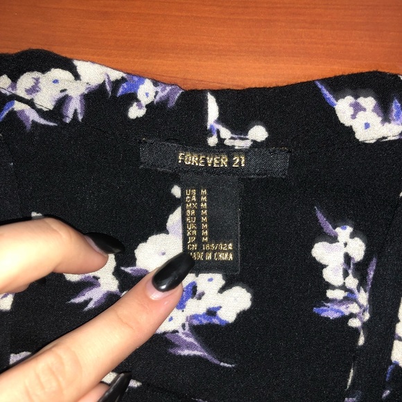 Forever 21 Floral Necktie Blouse - Picture 2 of 3